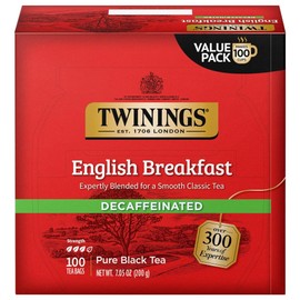 Twinings Decaffeinated English Breakfast Black Tea Bags 100 CT Box (1 Pack)