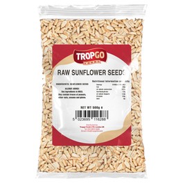 Tropgo Sunflower Seeds - 500g - Packed Fresh, Premium Quality Healthy Seeds for Eating - Raw Sun Flower Seeds - High in Fibre & Minerals, Gluten Free - Perfect for Snacking