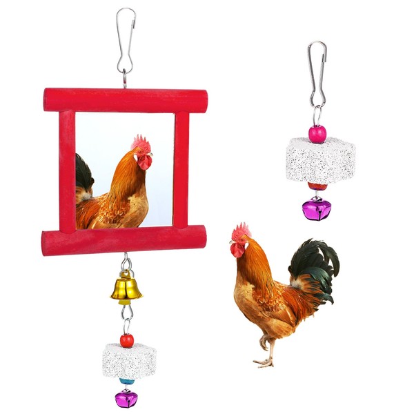 3 Packs Chicken Toys for Coop, Hen Chicken Coop Mirrors