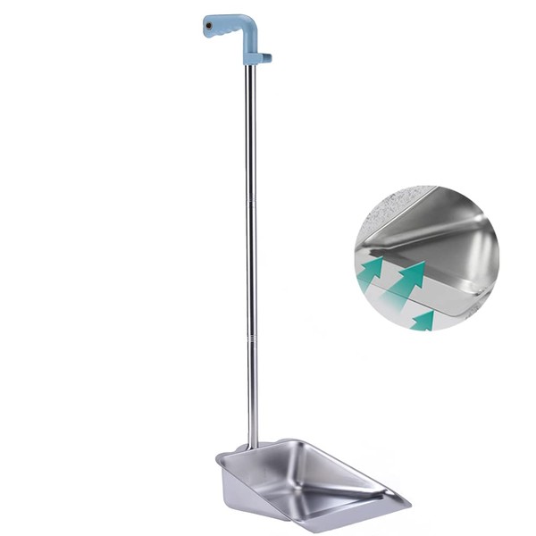 YONILL Dust Pans with Long Handle - Metal Upright Dustpan Heavy Duty, 35" Long Handled Stand Up Dustpans for Lobby, Garage, Home and Yard (Dust Pan Only)