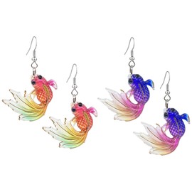 T-ztoss Tropical Fish Earrings for Women Funny Goldfish Dangle Earrings Statement Earrings Jewelry (rose red)