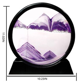 Muyan Moving Sand Art Picture Sandscapes in Motion Round Glass 3D Deep Sea Sand Art for Adult Kid Large Desktop Art Toys (Purple, 12 Inch)