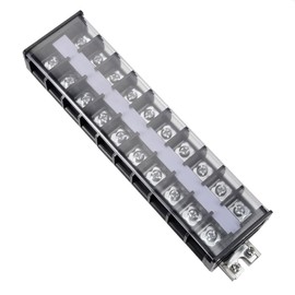 uxcell Barrier Terminal Strip Block 660V 60A Dual Rows 10 Position DIN Rail Base Covered Screw