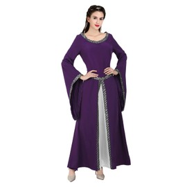 Kranchungel Medieval Dress for Women Renaissance Costume Dress Irish Over Long Dresses Cosplay Retro Gown Purple Small