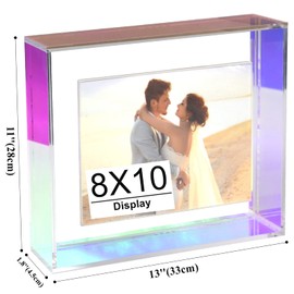 Mutellstory 8x10 Acrylic Picture Frame Neon Floating Photo Frame for Wall Mount and Tabletop Decorative in Gallery Home Office, Iridescent