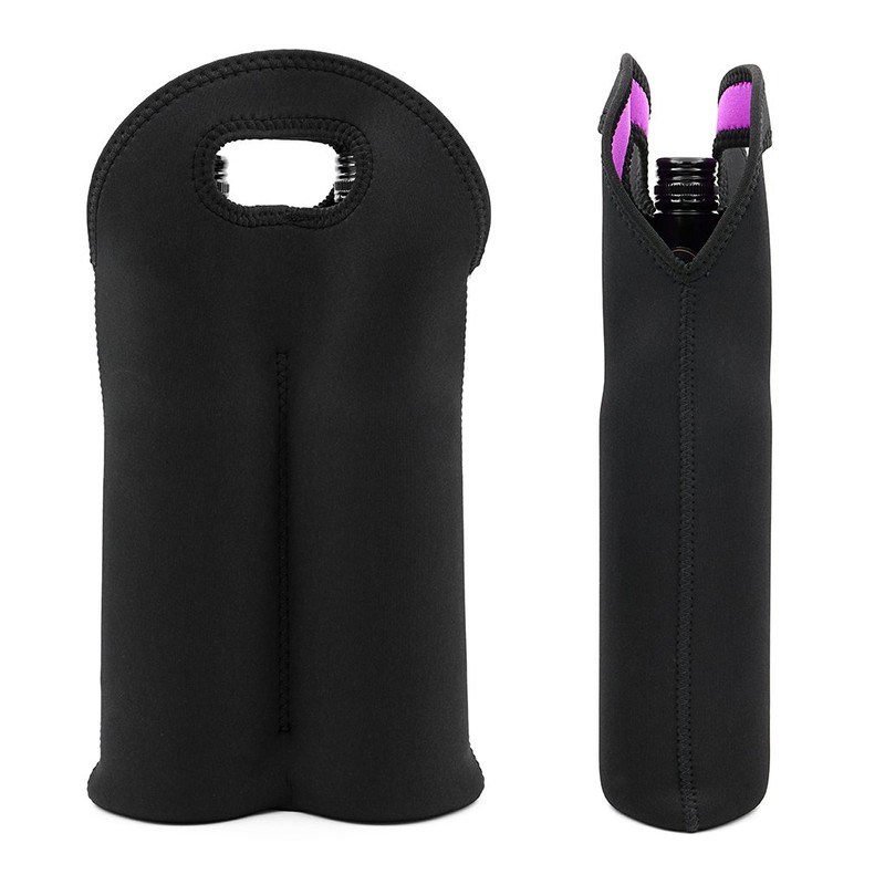 Hipiwe Wine Carrier Tote Bag Two Bottle Insulated Neoprene Wine/Water