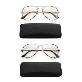 EYE ZOOM 2 Pack Blue Light Blocking Readers Aviator Style Anti Blue Ray and UV Reading glasses,Gold, Gunmetal