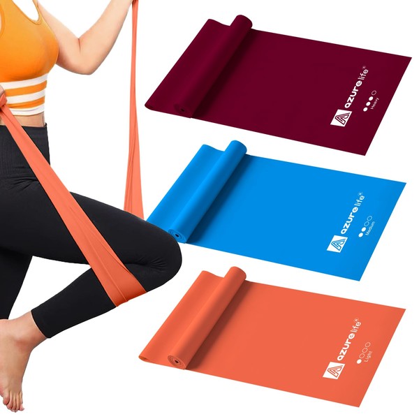 A AZURELIFE Resistance Bands Set, Professional Non-Latex Elastic Exercise Bands,