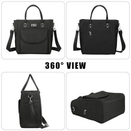 PARTI FISH Insulated Lunch Bag Insulated Lunch Box Bag for Women 12L Leak Proof Thermal Soft Lunch Tote Cooler Bag Reusable Shopping Beach Picnic Mom Bag, Black, M