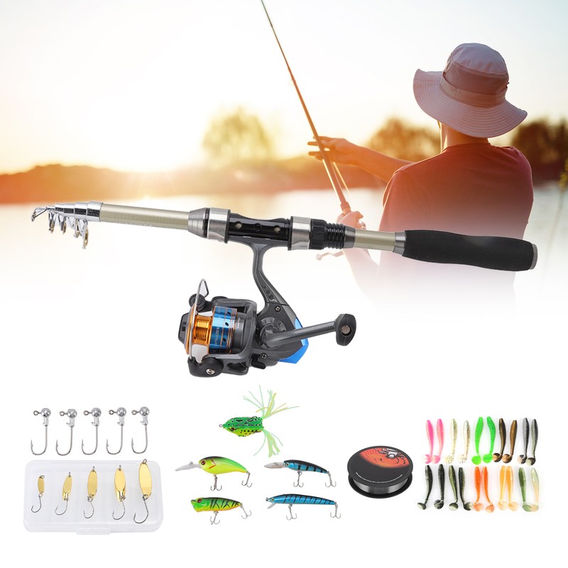Fishing Pole Kit Carbon Telescopic Portable Durable Lure Rod Set