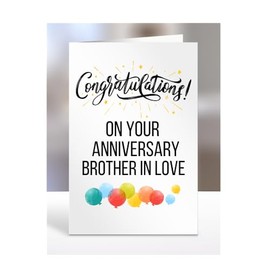 Anniversary card for Brother In Love, gifts for men, women, him, her, congratulations on your, A5-75_34