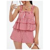 SHENHE Women's 2 Piece Outfits Cute Gingham Tiered Sets Ruffle