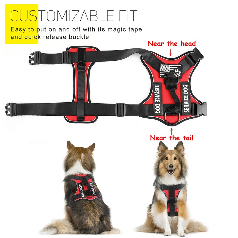 Demigreat Service Dog Harness, Reflective Dog Vest Harness with 5