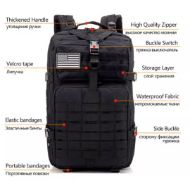 Unbranded 45L Tactical Backpack 3P Outdoor Pack Large Capacity Rucksack Hiking Camping Bag