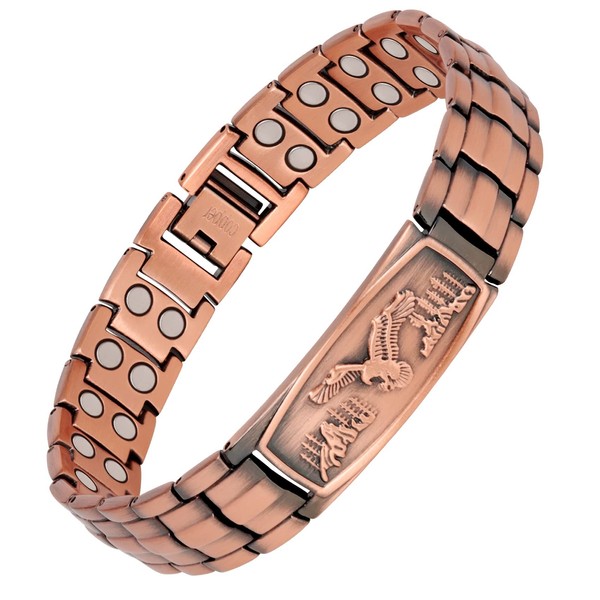 Feraco Pure Copper Bracelets for Men,Fly High with Canadian Eagle