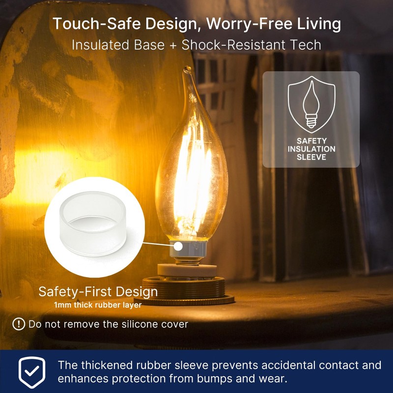 FLSNT LED Candelabra Bulbs, Dimmable CA11 E12 LED Chandelier Light