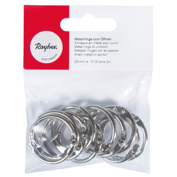 RAYHER HOBBY 2520400 Metal Rings with Opening, 25 mm Inner
