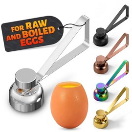 Cascador de Huevos Crudos — Abridor de Cáscara para Huevos Tibios, Cortador de Acero Inoxidable Ergonómico con Esfuerzo Ajustable — Diseño de Corte Limpio para Desayuno, Flanes y Repostería (Plata)