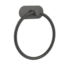 Self-Adhesive Towel Ring, No Drill Stainless Steel Round Hand Towel Holder, Rustproof Waterproof Towel Hanger with Strong Sticky Base, Modern Wall-Mounted Towel Loop for Bathroom Kitchen (Matte Black)