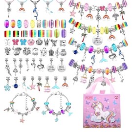 Kit para Hacer Pulseras para Niñas – 115 Piezas DIY, Set de Manualidades Creativas | kit para hacer pulseras | Regalo Perfecto para Niñas | kit de pulseras para niña | Caja con Encantos Personalizables (Rosa)