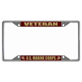 usmc marine corps retired military logo chrome license plate frame usa made
