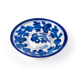 Tarini Gallery Blue Pottery Agarbatti Stand Ceramic Plate with Holes Handicrafted Designer Incense Holder Decorative Accessory for Home Office and Gifting (White and Blue Design-2)