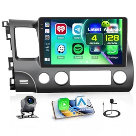 Fuluku 4+128GB Android 15 Car Stereo for Honda Civic 2006-2011 Wireless Carplay Android Auto, 10.1 Inch Incell Touch Screen Car Stereo with GPS, Backup Camera, Bluetooth, FM/RDS, EQ, WiFi, SWC