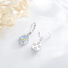 Dog Stud Earrings 925 Silver Hoop Earrings Rose Gold Dog Hanging Earrings Girls Gold Stud Dog Jewellery for Children Women, Sterling Silver