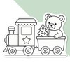 Medium 100mm 'Christmas Train with Teddy Bear' Permanent Sticker Decal
