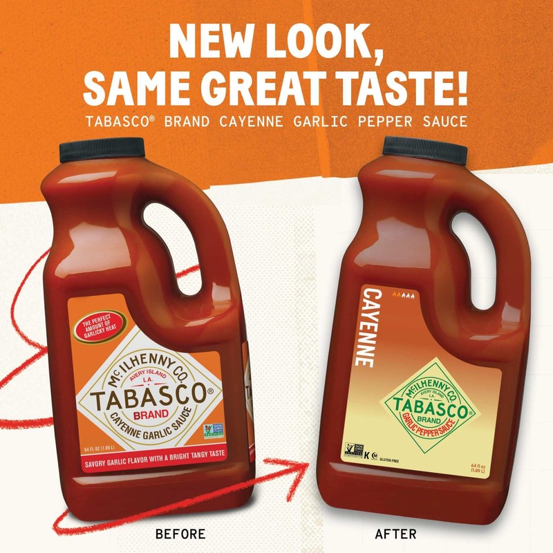 TABASCO Brand Cayenne Garlic Pepper Sauce, Mild Hot Sauce, Bulk