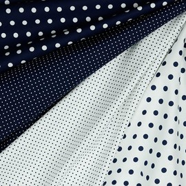 Oekotex Cotton Fabric Polka Dot Multicolour Woven Fabric Sold by the Metre Poplin 150 cm Wide from 0.5 Metres, White Blue