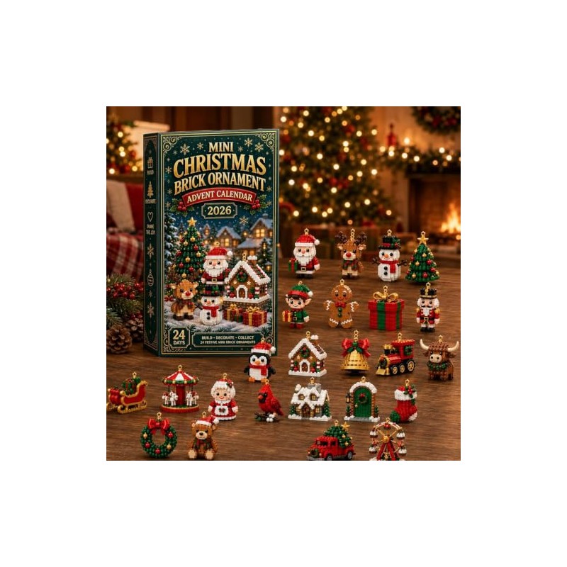 24-Day Mini Christmas Brick Ornament Advent Calendar, Divertidos Sets de