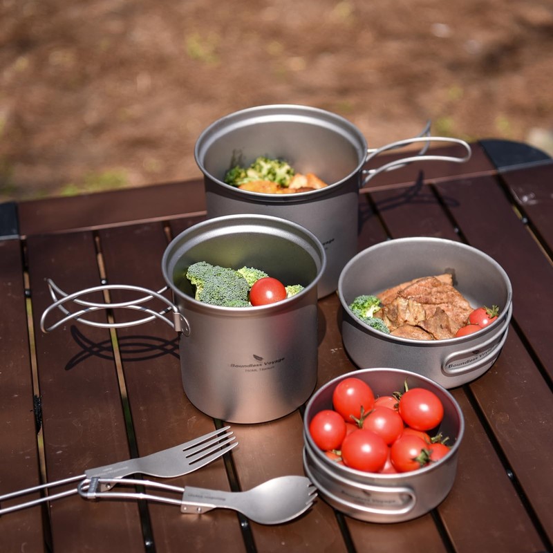 Boundless Voyage Ti1025T Titanium Fork Preparing Spoon, Foldable, Ultra Lightweight,