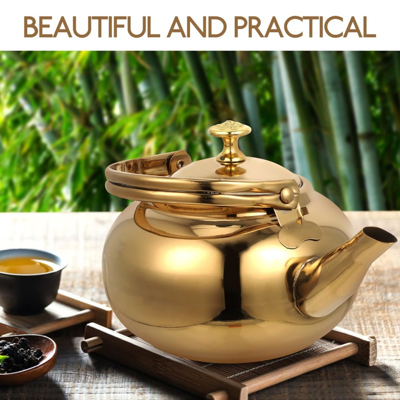 Cabilock Tea Kettle Kettle Induction Stainless Steel Kettle Gold Whistling