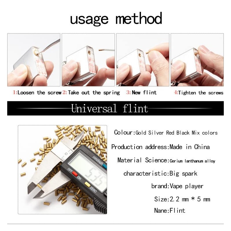Lighter Flint Stone & Replacement Flints for Petrol Gas Fluid