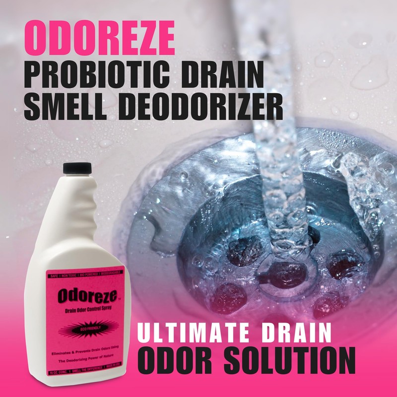 ODOREZE Natural Probiotic Drain Smell Deodorizer: 32 oz. Concentrate Makes