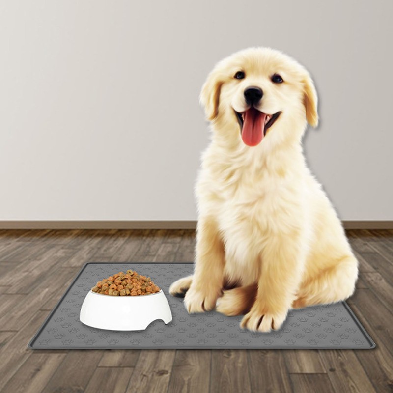 Pet Feeding Mat Silicone Waterproof Safe Raised Edge Slip Resistant