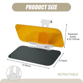 awlbed 1 PC Car Sun Visor Extension, 4.72" x 12.59" Stretch Thickened Heat Resistant HD PC Lens Anti-High Beam Goggles Day and Night Sun Visor Accessories, Suitable for Most Cars (Black & Yellow)