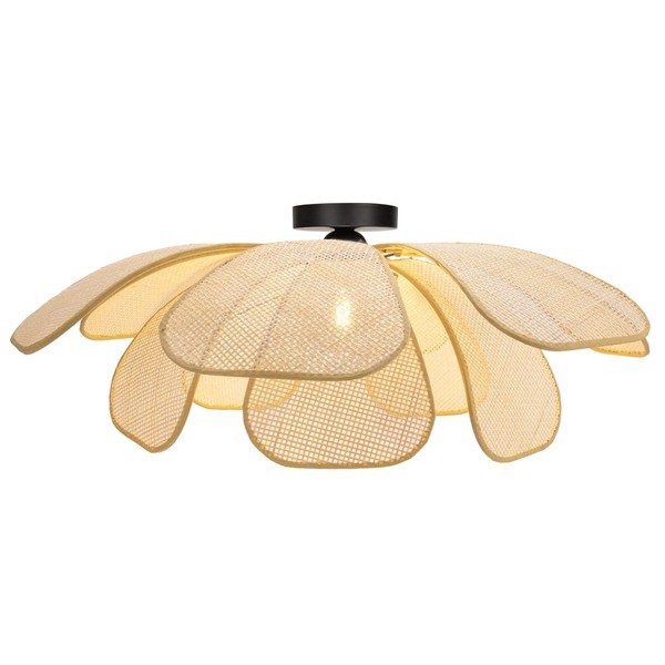 GloMuse Rattan Ceiling Light Rustic Chandelier Boho Pendant Light Wicker