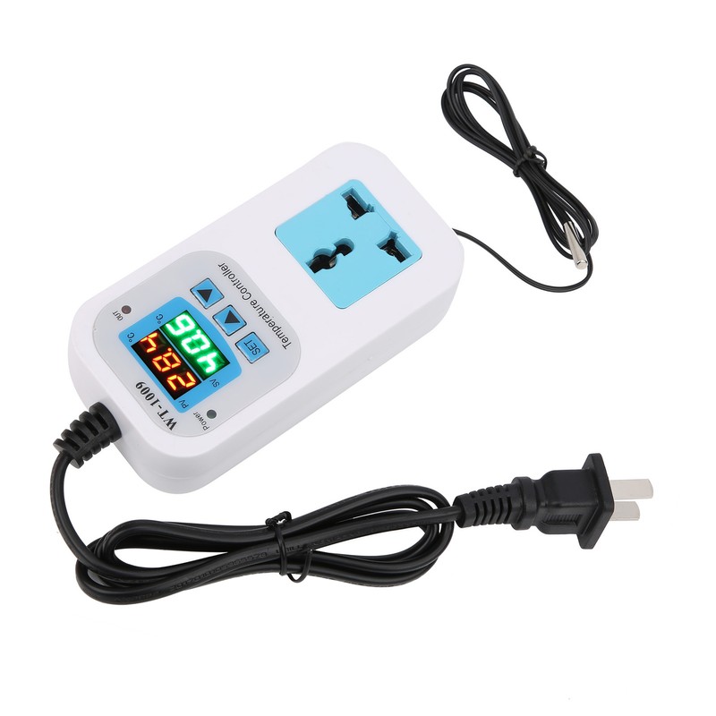 Temperature Controller Digital Dual Display Electronic Control Socket 10A WT‑1009