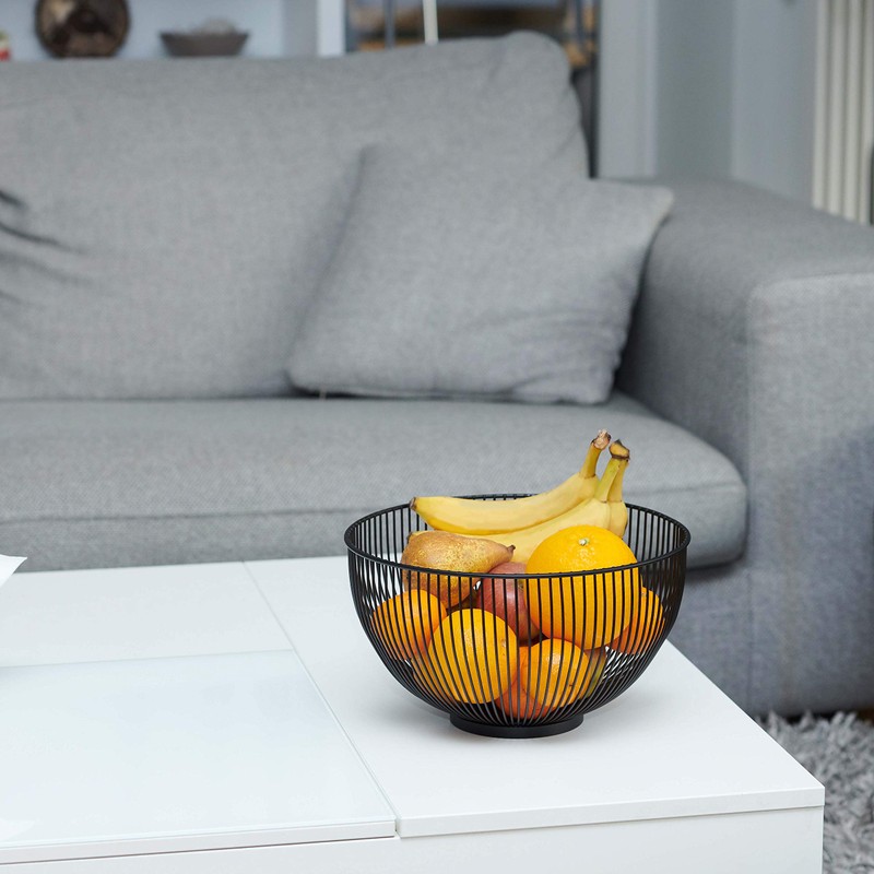 CALUTEA Modern Fruit Bowl // Metal // Round Black //