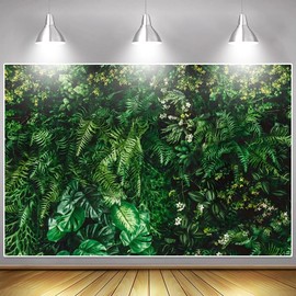 Tropical Green Leaves Backdrop Jungle Greenery Palm Leaf Theme Decorations Backdrop Newborn Baby Shower Banner Photo Background Studio Shooting Props 10x8FT