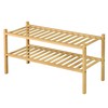 ROMGUAR CRAFT 2 Tier Bamboo Shoe Rack for Closet Free