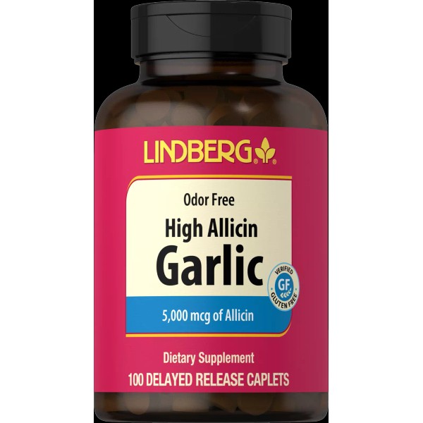 Lindberg Garlic Pills 5000mg | 100 Caplets | High Allicin