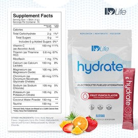 IDLife Fruit Punch Hydrate Drink Powder - Instant Electrolyte Fueled Hydration with Vitamins, MCTs & Minerals for Vital Nutrients - 15 Sticks per Bag