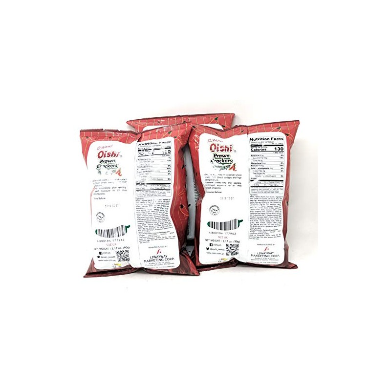 Oishi Prawn Crackers Spicy Flavor 90g, 3 Pack