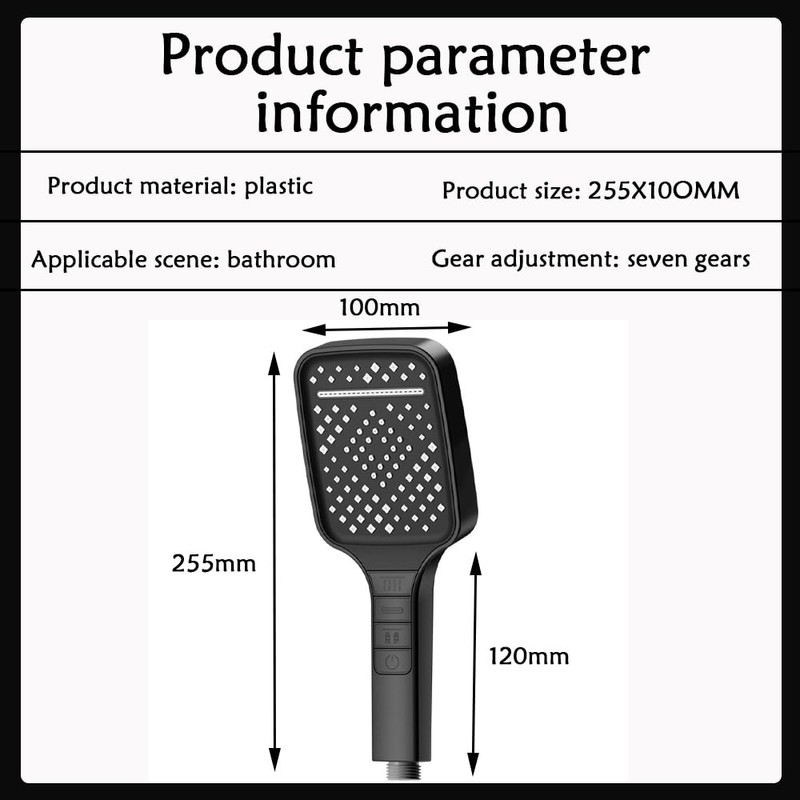 Shower Head, Water Saving with Stop Button, Hand Shower, Pressure