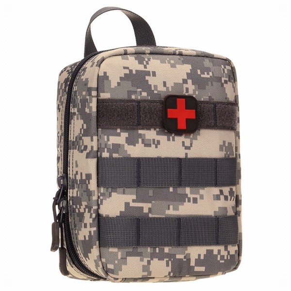 PHOENIX IKKI Emergency Supplies Case, 6 Colors, Camouflage Pattern, Medical, Disaster Prevention, EMT, First Aid, Tactical Medical Pouch, Molle System Pouch, EDC Pouch, Tool Bag, Cross Mark Patch Included, ACU Digital Camo