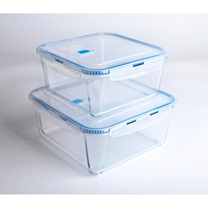 HUSANMP Large Borosilicate Tempered Glass Food Storage Containers with BPA-Free