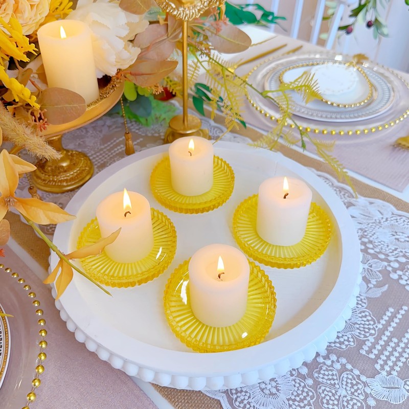 ECHFSM Set of 2 Candle Plate 3.8 Inch Glass Candle